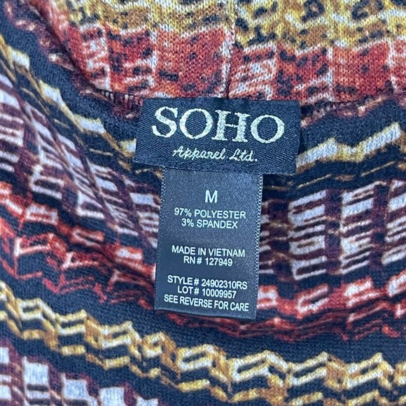 SOHO Apparel Ltd. Brown, Orange, Yellow Herringbone Boho Midi Skirt Size Medium - Picture 4 of 6